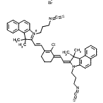 结构式 CAS# 162411-31-6, 2-{(E)-2-[(3E)-2-氯-3-{(2E)-2-[3-(3-异硫氰酸基丙基)-1,1-二甲基-1,3-二氢-2H-苯并[E]吲哚-2-亚基]亚乙基}-1-环己烯-1-基]乙烯基}-3-(3-异硫氰酸基丙基)-1,1-二甲基-1H-苯并[E]吲哚鎓溴化物