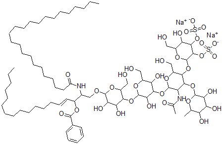 CAS#: 162635-34-9， Disodium [2-[5-acetamido-6-[2-[4,5-dihydroxy-2-(hydroxymethyl)-6-[(E)-3-phenylcarbonyloxy-2-(tetracosanoylamino)octadec-4-enoxy]oxan-3-yl]oxy-3,5-dihydroxy-6-(hydroxymethyl)oxan-4-yl]oxy-2-(hydroxymethyl)-4-(3,4,5-trihydroxy-6-methyl-oxan-2-yl)oxy-oxan-3-yl]oxy-5-hydroxy-6-(hydroxymethyl)-4-sulfonatooxy-oxan-3-yl] sulfate