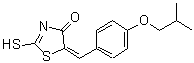 structure of CAS# 164520-75-6, (5E)-5-(4-Isobutoxybenzylidene)-2-Sulfanyl-1,3-Thiazol-4(5H)-One;(5E)-5-(4<wbr>-Isobutox<wbr>ybenzylid<wbr>ene)-2-me<wbr>rcapto-1,<wbr>3-thiazol<wbr>-4(5H)-one;5-{[4-(2-<wbr>methylpro<wbr>poxy)phen<wbr>yl]methyl<wbr>ene}-2-th<wbr>ioxo-1,3-<wbr>thiazolid<wbr>in-4-one;A1829/0077161