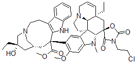 CAS 登录号：165659-77-8， 3''-(beta-氯乙基)-2'',4''-二氧代-3,5''-螺恶唑烷-4-去乙酰氧基长春碱