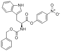 structure of CAS# 16624-64-9, 4-Nitrophenyl N-(benzyloxycarbonyl)-L-tryptophanate;3-(1H-Indol-3-Yl)-2-[[Oxo-(Phenylmethoxy)Methyl]Amino]Propanoic Acid (4-Nitrophenyl) Ester;2-(Benzyloxycarbonylamino)-3-(1H-Indol-3-Yl)Propionic Acid (4-Nitrophenyl) Ester;St5410658