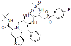 CAS#: 169168-43-8， (3aR,6S,7aS)-N-Tert-Butyl-5-[(2R,3S)-3-[[(2S)-3-(4-Fluorophenyl)Sulfonyl-2-Methanesulfonamidopropanoyl]Amino]-2-Hydroxy-4-Phenylbutyl]-3,3a,4,6,7,7a-Hexahydro-2H-Thieno[2,3-d]Pyridine-6-Carboxamide