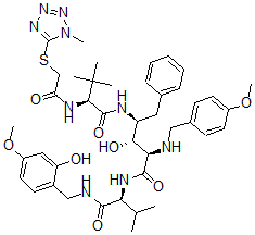 CAS#: 169305-69-5， (2S)-N-[(2S,3R,4R)-3-Hydroxy-5-[[(2S)-1-[(2-Hydroxy-4-Methoxyphenyl)Methylamino]-3-Methyl-1-Oxobutan-2-Yl]Amino]-4-[(4-Methoxyphenyl)Methylamino]-5-Oxo-1-Phenylpentan-2-Yl]-3,3-Dimethyl-2-[[2-(1-Methyltetrazol-5-Yl)Sulfanylacetyl]Amino]Butanamide