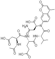 结构式 CAS# 169332-61-0, N-乙酰基-L-alpha-天冬氨酰-L-alpha-谷氨酰-L-缬氨酰-N-(4-甲基-2-氧代-2H-1-苯并吡喃-7-基)-L-alpha-天冬氨酰胺