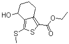 结构式 CAS# 172516-36-8, 4,5,6,7-四氢-4-羟基-3-(甲硫基)-苯并[c]噻吩-1-羧酸乙酯