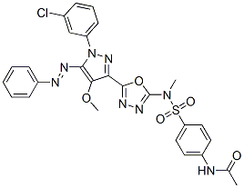 CAS 登录号：172701-71-2， N-[4-[[5-[1-(3-氯苯基)-4-甲氧基-5-苯基偶氮吡唑-3-基]-1,3,4-恶二唑-2-基]甲基氨基磺酰基]苯基]乙酰胺