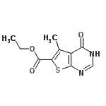 structure of CAS# 17417-67-3, Ethyl 4-Hydroxy-5-Methylthieno[2,3-d]Pyrimidine-6-Carboxylate;5-Methyl-<wbr>4-oxo-3,4<wbr>-dihydro-<wbr>thieno[2,<wbr>3-d]pyrim<wbr>idine-6-c<wbr>arboxylic<wbr> acid eth<wbr>yl ester;Ethyl 5-methyl-4-oxo-3,4-dihydrothieno[2,3-d]-;Ethyl 5-m<wbr>ethyl-4-o<wbr>xo-3,4-di<wbr>hydrothie<wbr>no[2,3-d]<wbr>-pyrimidi<wbr>ne-6-carb<wbr>oxylate