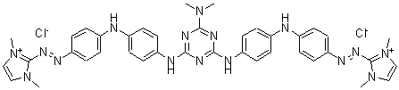 CAS 登录号：174514-06-8， 2,2'-[[6-(二甲基氨基)-1,3,5-三嗪-2,4-二基]二(亚氨基-4,1-亚苯基亚氨基-4,1-亚苯基-2,1-二氮烯二基)]二[1,3-二甲基-1H-咪唑鎓氯化物(1:2)