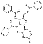 structure of CAS# 1748-04-5, 2',3',5'-Tri-O-Benzoyluridine;[4-(Benzoyloxy)-2-(Benzoyloxymethyl)-5-(2,4-Dioxopyrimidin-1-Yl)Tetrahydrofuran-3-Yl] Benzoate;Benzoic Acid [5-(2,4-Dioxo-1-Pyrimidinyl)-4-(Oxo-Phenylmethoxy)-2-[(Oxo-Phenylmethoxy)Methyl]-3-Tetrahydrofuranyl] Ester;Benzoic Acid [4-(Benzoyloxy)-2-(Benzoyloxymethyl)-5-(2,4-Diketopyrimidin-1-Yl)Tetrahydrofuran-3-Yl] Ester