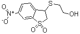 structure of CAS# 175203-70-0, 2-[(2,3-Dihydro-6-Nitro-1,1-Dioxidobenzo[b]Thien-3-Yl)Thio]-Ethanol;3-[(2-HYDROXYETHYL)THIO]-6-NITRO-2,3-DIHYDRO-1H-1LAMBDA6-BENZO[B]THIOPHENE-1,1-DIONE;3-[(2-Hydroxyethyl)Thio]-6-Nitro-2,3-Dihydro-1H-1Lambda~6~-Benzo[B]Thiophene-1,1-Dio;2,3-DIHYDRO-1,1-DIOXO-3-(2-HYDROXYETHYLTHIO)-6-NITROBENZO(B)THIOPHENE
