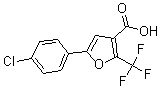 structure of CAS# 175276-60-5, 5-(4-Chlorophenyl)-2-(Trifluoromethyl)-3-Furancarboxylic Acid;5-(4-Chlorophenyl)-2-(Trifluoromethyl)Furan-3-Carboxylic Acid 97%;5-(4-Chlorophenyl)-2-(Trifluoromethyl)Furan-3-Carboxylicacid97%;5-(4-CHLOROPHENYL)-2-(TRIFLUOROMETHYL)FURAN-3-CARBOXYLIC ACID