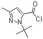 structure of CAS# 175277-10-8, 1-(1,1-Dimethylethyl)-3-Methyl-1H-Pyrazole-5-Carbonylchloride;1H-Pyrazole-5-Carbonyl Chloride, 1-(1,1-Dimethylethyl)-3-Methyl- (9CI);N-Tert-Butyl-3-Methyl-5-Pyrazolecarboxylic Acid Chloride;1-(TERT-BUTYL)-3-METHYL-1H-PYRAZOLE-5-CARBONYL CHLORIDE
