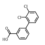 structure of CAS# 177734-74-6, 2',3'-Dichloro-3-Biphenylcarboxylic Acid;[1,1'-BIPHENYL]-3-CARBOXYLICACID, 2',3'-DICHLORO-;2',3'-dichlorobiphenyl-3-carboxylic acid