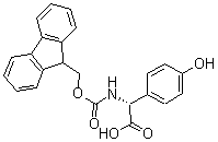 structure of CAS# 178119-93-2, (alphaR)-alpha-[[(9H-Fluoren-9-Ylmethoxy)Carbonyl]Amino]-4-Hydroxy-Benzeneacetic Acid;(R)-2-(((9H-Fluoren-9-Yl)Methoxy)Carbonylamino)-2-(4-Hydroxyphenyl)Acetic Acid;REF DUPL: Fmoc-D-4-Hydroxyphenylglycine;Fmoc-D-4-Hydroxyphenylglycine