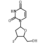 structure of CAS# 178374-44-2, 1-(2,3-Dideoxy-3-Fluoropentofuranosyl)-2,4(1H,3H)-Pyrimidinedione;1-(4-Fluo<wbr>ro-5-hydr<wbr>oxymethyl<wbr>-tetrahyd<wbr>ro-furan-<wbr>2-yl)-1H-<wbr>pyrimidin<wbr>e-2,4-dio<wbr>ne;2',3'-Dideoxy-3'-fluoro-a-uridine;2',3'-dideoxy-3'-fluorouridine