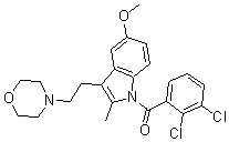 structure of CAS# 180002-83-9, (2,3-Dichlorophenyl)[5-Methoxy-2-Methyl-3-[2-(4-Morpholinyl)Ethyl]-1H-Indol-1-Yl]-Methanone;1-(2,3-Dichlorobenzoyl)-5-Methoxy-2-Methyl-(3-(Morpholin-4-Yl)Ethyl)-1H-Indole  Hydrochloride;(2,3-DICHLORO-PHENYL)-[5-METHOXY-2-METHYL-3-(2-MORPHOLIN-4-YL-ETHYL)-INDOL-1-YL]-METHANONE;(2,3-DICHLORO-PHENYL)-[5-METHOXY-2-METHYL-3-(2-MORPHOLIN-4-YL-ETHYL)-INDOL-1-YL]-METHAN