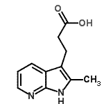 structure of CAS# 18502-18-6, 3-(2-Methyl-1H-Pyrrolo[2,3-b]Pyridin-3-Yl)Propanoic Acid;1H-Pyrrolo[2,3-b]pyridine-3-propanoic acid,2-methyl-;1H-Pyrrolo[2,3-b]pyridine-3-propionic acid, 2-methyl- (8CI);MFCD11040737