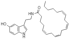 structure of CAS# 187947-37-1, (5Z,8Z,11Z,14Z)-N-[2-(5-Hydroxy-1H-Indol-3-Yl)Ethyl]-5,8,11,14-Eicosatetraenamide;AA-5-HT,  N-[2-(5-Hydroxy-1H-Indol-3-Yl)Ethyl]-(5Z,8Z,11Z,14Z)-5,8,11,14-Eicosatetraenamide;N-[2-(5-HYDROXY-1H-INDOL-3-YL)ETHYL]-5Z,8Z,11Z,14Z-EICOSATETRAENAMIDE;N-[2-(5-Hydroxy-1H-Indol-3-Yl)Ethyl]-5,8,11,14-Eicosatetraenamide