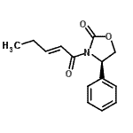 structure of CAS# 188559-05-9, (4R)-3-[(2E)-2-Pentenoyl]-4-Phenyl-1,3-Oxazolidin-2-One;[R-(E)]-3-(1-Oxo-2-pentenyl)-4-phenyl-2-oxazolidinone