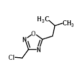structure of CAS# 189130-85-6, 3-(Chloromethyl)-5-Isobutyl-1,2,4-Oxadiazole;1,2,4-OXADIAZOLE,3-(CHLOROMETHYL)-5-(2-METHYLPROPYL)-;3-(chloromethyl)-5-isobutyl-1,2,4-oxadiazole;MFCD08691626