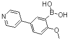 structure of CAS# 196861-33-3, [2-Methoxy-5-(4-Pyridinyl)Phenyl]-Boronic Acid;2-METHOXY-5-(PYRIDINE-4-YL)PHENYLBORONIC ACID;2-METHOXY-5-(PYRIDIN-4-YL)PHENYLBORONIC ACID;5-PYRIDIN-4-YL-2-METHOXY-PHENYLBORONIC ACID
