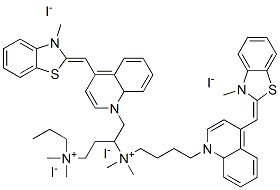 CAS#: 197770-98-2， 3-[Dimethyl-[4-[4-[(E)-(3-Methyl-1,3-Benzothiazol-2-Ylidene)Methyl]Quinolin-1-Ium-1-Yl]Butyl]Azaniumyl]Propyl-Dimethyl-[4-[4-[(E)-(3-Methyl-1,3-Benzothiazol-2-Ylidene)Methyl]Quinolin-1-Ium-1-Yl]Butyl]Azanium Tetraiodide