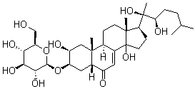 CAS#: 20117-33-3， (22R)-3beta-(beta-D-Glucopyranosyloxy)-2beta,14,20,22-Tetrahydroxy-5beta-Cholest-7-En-6-One