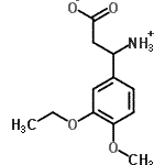 structure of CAS# 201408-36-8, 3-Ammonio-3-(3-Ethoxy-4-Methoxyphenyl)Propanoate;3-AMINO-3-(3-ETHOXY-4-METHOXY-PHENYL)-PROPIONICACID;MFCD03001188