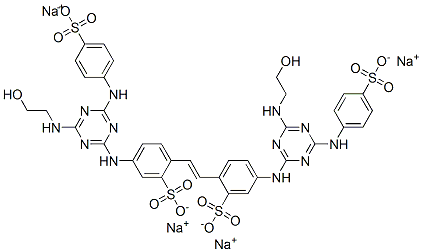 CAS#: 20182-56-3， Tetrasodium 5-[[4-(2-Hydroxyethylamino)-6-[(4-Sulfonatophenyl)Amino]-1,3,5-Triazin-2-Yl]Amino]-2-[(E)-2-[4-[[4-(2-Hydroxyethylamino)-6-[(4-Sulfonatophenyl)Amino]-1,3,5-Triazin-2-Yl]Amino]-2-Sulfonato-Phenyl]Ethenyl]Benzenesulfonate