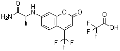 结构式 CAS# 201847-57-6, N-[2-氧代-4-(三氟甲基)-2H-苯并吡喃-7-基]-L-丙氨酰胺三氟乙酸盐(1:1)