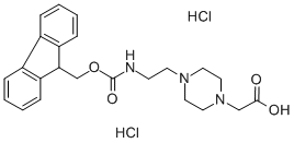 structure of CAS# 204320-65-0, 4-[2-[[(9H-Fluoren-9-Ylmethoxy)Carbonyl]Amino]Ethyl]-1-PiperazineAcetic Acid Hydrochloride(1:2);FMOC-4-(2-AMINOETHYL)-1-CARBOXYMETHYL-PIPERAZINE DIHYDROCHLORIDE;4-[2-(FMOC-AMINO)ETHYL]PIPERAZIN-1-YLACETIC ACID DIHYDROCHLORIDE;4-[2-(FMOC-AMINO)ETHYL]-1-PIPERAZINEACETIC ACID DIHYDROCHLORIDE
