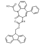 structure of CAS# 204322-85-0, (3-{[(9H-Fluoren-9-Ylmethoxy)Carbonyl]Amino}-2-Oxo-5-Phenyl-2,3-Dihydro-1H-1,4-Benzodiazepin-1-Yl)Acetic Acid;Fmoc-(R,S<wbr>)-3-amino<wbr>-N-1-carb<wbr>oxymethyl<wbr>-2-oxo-5-<wbr>phenyl-1,<wbr>4-benzodi<wbr>azepine