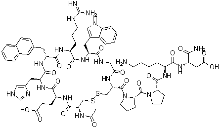 CAS#: 207678-81-7， N-acetyl-L-cysteinyl-L-a-glutamyl-L-histidyl-3-(2-naphthalenyl)-D-alanyl-L-arginyl-L-tryptophylglycyl-L-cysteinyl-L-prolyl-L-prolyl-L-lysyl-L-a-Asparagine cyclic (1->8)-disulfide