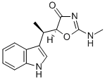 structure of CAS# 21200-24-8, (-)-Indolmycin;(5S)-5-[(1R)-1-(1H-Indol-3-Yl)Ethyl]-2-Methylamino-Oxazol-4-One;(5S)-5-[(1R)-1-(1H-Indol-3-Yl)Ethyl]-2-Methylamino-4-Oxazolone;(1R,5S)-(-)-5-(1-Indol-3-Ylethyl)-2-(Methylamino)-2-Oxazolin-4-One