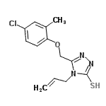 structure of CAS# 21358-24-7, 4-Allyl-5-[(4-Chloro-2-Methylphenoxy)Methyl]-4H-1,2,4-Triazole-3-Thiol;5-[(4-chl<wbr>oro-2-met<wbr>hylphenox<wbr>y)methyl]<wbr>-4-(prop-<wbr>2-en-1-yl<wbr>)-4H-1,2,<wbr>4-triazol<wbr>e-3-thiol;5-[(4-chl<wbr>oro-2-met<wbr>hylphenox<wbr>y)methyl]<wbr>-4-prop-2<wbr>-enyl-1,2<wbr>,4-triazo<wbr>le-3-thiol;MFCD01952934