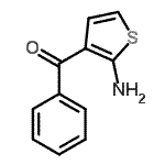 structure of CAS# 21582-44-5, (2-Amino-3-Thienyl)(Phenyl)Methanone;(2-Amino-3-thienyl)(phenyl)methanone;(2-amino-3-thienyl)-phenyl-methanone;(2-aminothien-3-yl)(phenyl)methanone