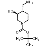 structure of CAS# 219975-84-5, 2-Methyl-2-Propanyl (3S,4S)-4-(Aminomethyl)-3-Hydroxy-1-Piperidinecarboxylate;(3S,4S)-t<wbr>ert-butyl<wbr> 4-(amino<wbr>methyl)-3<wbr>-hydroxyp<wbr>iperidine<wbr>-1-carbox<wbr>ylate;MFCD18381924;tert-buty<wbr>l (3S*,4S<wbr>*)-4-(ami<wbr>nomethyl)<wbr>-3-hydrox<wbr>y-1-piper<wbr>idinecarb<wbr>oxylate