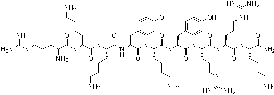 structure of CAS# 224579-74-2, L-Arginyl-L-Lysyl-L-Lysyl-L-Tyrosyl-L-Lysyl-L-Tyrosyl-L-Arginyl-L-Arginyl-L-Lysinamide;MLCK inhibitor peptide 18;Myosin Light Chain Kinase Inhibitor Peptide 18;Myosin Light Chain Kinase Inhibitor Peptide 18 |