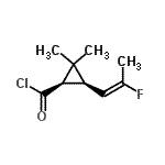 CAS 登录号：228702-75-8， (1R,3S)-3-[(1E)-2-氟-1-丙烯-1-基]-2,2-二甲基环丙烷甲酰氯