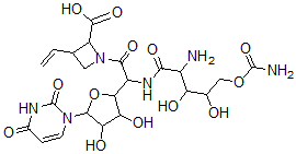 CAS#: 22886-46-0， 1-[2-[(2-Amino-5-carbamoyloxy-3,4-dihydroxypentanoyl)amino]-2-[5-(2,4-dioxopyrimidin-1-yl)-3,4-dihydroxyoxolan-2-yl]acetyl]-3-ethenylazetidine-2-carboxylic acid