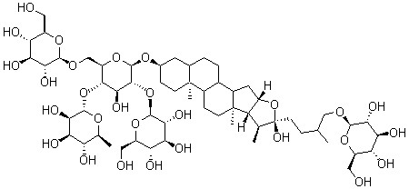 CAS#: 24333-07-1， [(22S,25S)-26-(beta-D-Glucopyranosyloxy)-22-Hydroxy-5beta-Furostan-3beta-Yl]4-O-(6-Deoxy-alpha-L-Mannopyranosyl)-2-O:6-O-Di(beta-D-Glucopyranosyl)-beta-D-Glucopyranoside