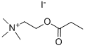 structure of CAS# 2494-55-5, N,N,N-Trimethyl-2-(1-Oxopropoxy)-Ethanaminium Iodide (1:1);Trimethyl-(2-Propanoyloxyethyl)Ammonium Iodide;Trimethyl-[2-(1-Oxopropoxy)Ethyl]Ammonium Iodide;Trimethyl-(2-Propionyloxyethyl)Ammonium Iodide