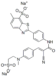 CAS#: 2498-95-5， Disodium 2-[4-[[(E)-2-Cyano-3-[4-(Methyl-(2-Sulfonatoethyl)Amino)Phenyl]Prop-2-Enoyl]Amino]Phenyl]-6-Methyl-1,3-Benzothiazole-7-Sulfonate