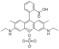 structure of CAS# 25152-49-2, 9-(2-Carboxyphenyl)-3,6-Bis(Ethylamino)-2,7-Dimethyl-Xanthylium Inner Salt;2-(3-Ethylamino-6-Ethylimino-2,7-Dimethyl-Xanthen-9-Yl)Benzoic Acid;2-(3-Ethylamino-6-Ethylimino-2,7-Dimethyl-9-Xanthenyl)Benzoic Acid;Eu-0000011