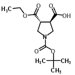 CAS#: 252919-44-1， (3R,4R)-4-(Ethoxycarbonyl)-1-{[(2-Methyl-2-Propanyl)Oxy]Carbonyl}-3-Pyrrolidinecarboxylic Acid