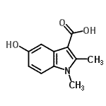 结构式 CAS# 25888-01-1, 5-羟基-1,2-二甲基-1H-吲哚-3-羧酸