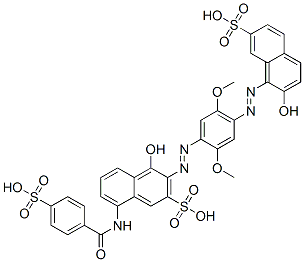 CAS#: 26079-12-9， 4-Hydroxy-3-[[4-[(2-Hydroxy-7-Sulpho-1-Naphthyl)Azo]-2,5-Dimethoxyphenyl]Azo]-8-[(4-Sulphobenzoyl)Amino]Naphthalene-2-Sulphonic Acid