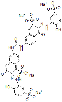 CAS#: 2609-99-6， Tetrasodium (2Z)-2-[(2-Hydroxy-5-Sulfonatophenyl)Hydrazinylidene]-6-[[(6E)-6-[(2-Hydroxy-5-Sulfonatophenyl)Hydrazinylidene]-5-Oxo-7-Sulfonatonaphthalen-2-Yl]Carbamoylamino]-3-Oxonaphthalene-1-Sulfonate