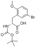 structure of CAS# 261380-17-0, (R)-N-Boc-(5-Bromo-2-Methoxyphenyl)Alanine;(2R)-3-(5-Bromo-2-Methoxy-Phenyl)-2-(Tert-Butoxycarbonylamino)Propanoate;(2R)-3-(5-Bromo-2-Methoxyphenyl)-2-[(Tert-Butoxy-Oxomethyl)Amino]Propanoate;(2R)-3-(5-Bromo-2-Methoxy-Phenyl)-2-(Tert-Butoxycarbonylamino)Propionate