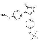 structure of CAS# 263707-22-8, 4-(4-Methoxyphenyl)-5-[4-(Trifluoromethoxy)Phenyl]-2,4-Dihydro-3H-1,2,4-Triazole-3-Thione;4-(-4-Methoxyphenyl)-5-[4-(trifluoromethoxy);4-(-4-Met<wbr>hoxypheny<wbr>l)-5-[4-(<wbr>trifluoro<wbr>methoxy)p<wbr>henyl]-4H<wbr>-[1,2,4]-<wbr>triazole-<wbr>3-thiol;4-(4-Meth<wbr>oxyphenyl<wbr>)-5-[4-(t<wbr>rifluorom<wbr>ethoxy)-p<wbr>henyl]-4H<wbr>-1,2,4-tr<wbr>iazole-3-<wbr>thiol